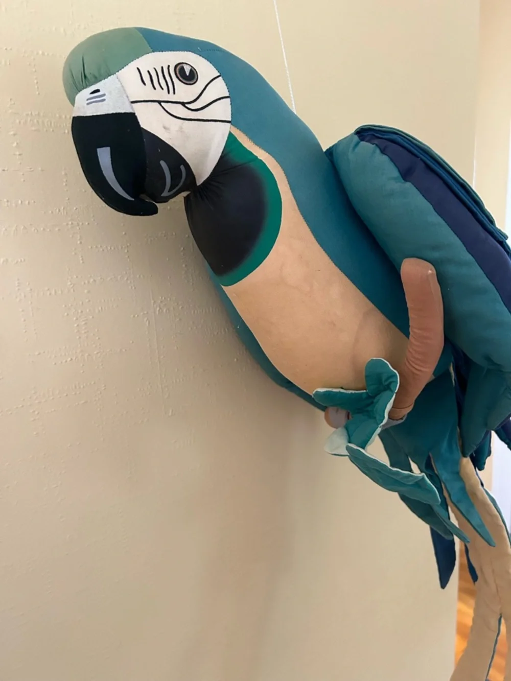 Stuffed fun Blue-Green Parrot Hanging Toy - Pets Bird large made in El Salvador